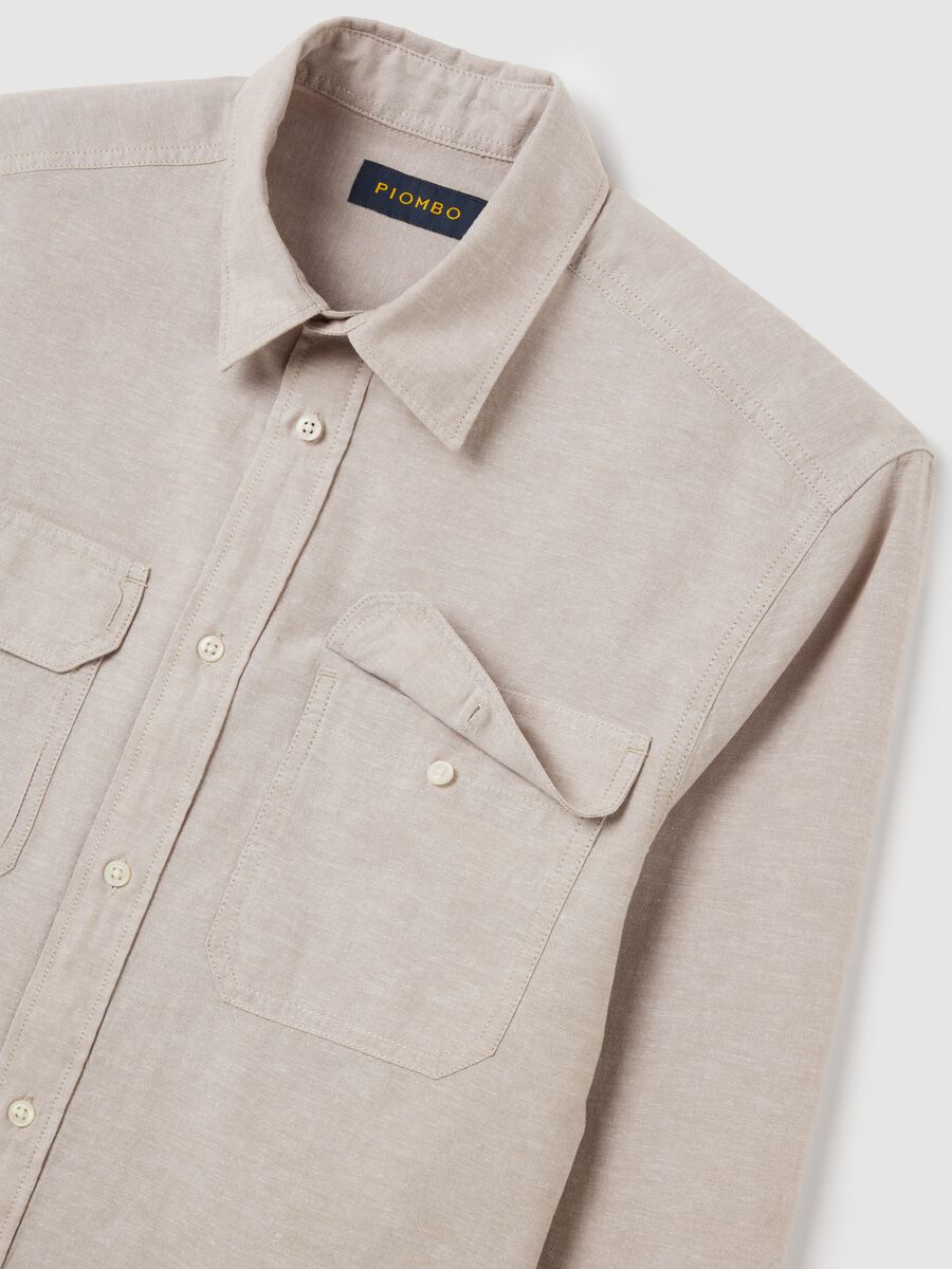 Beige Cotton and Linen Shirt by Piombo_5