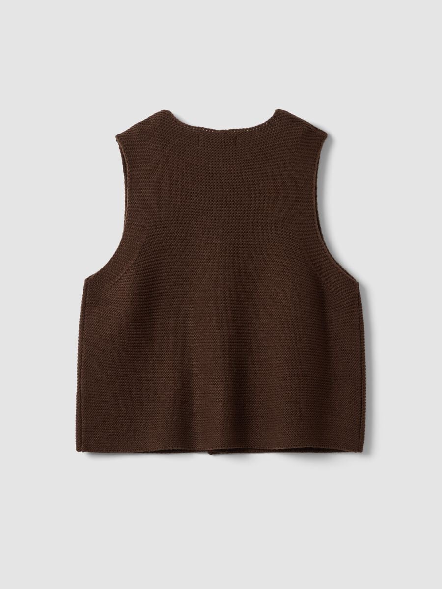 Brown wool-blend gilet with deep V-neck, regular fit_6