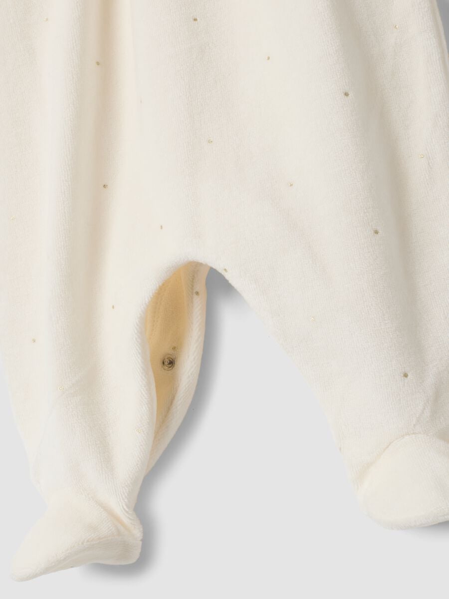 Tutina bianco sporco in misto cotone organico con piedini_2