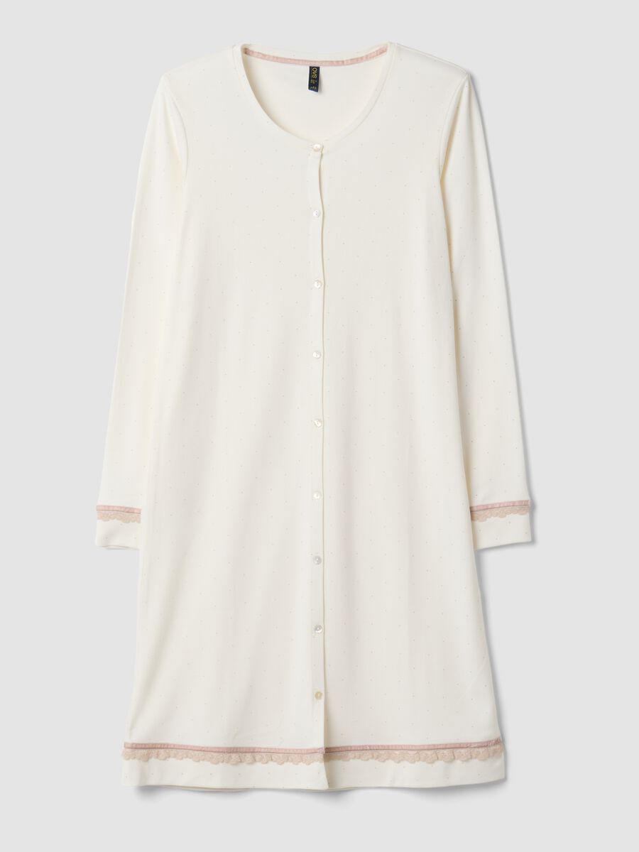 Camicia da notte bianca girocollo in puro cotone organico_0