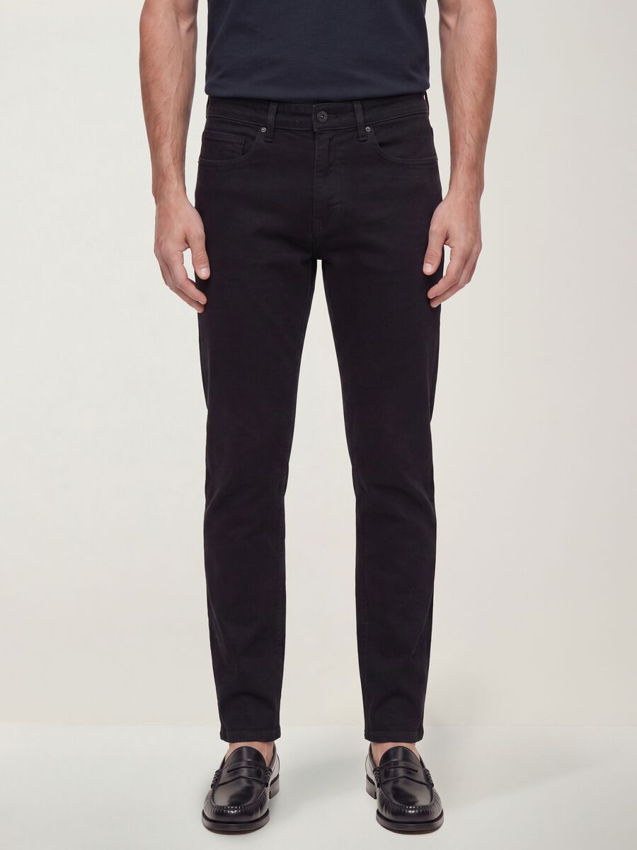 Black slim-fit stretch cotton jeans_2