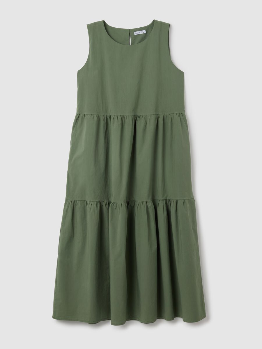 Women's Long Green Pure Cotton Dress Regular Fit_0