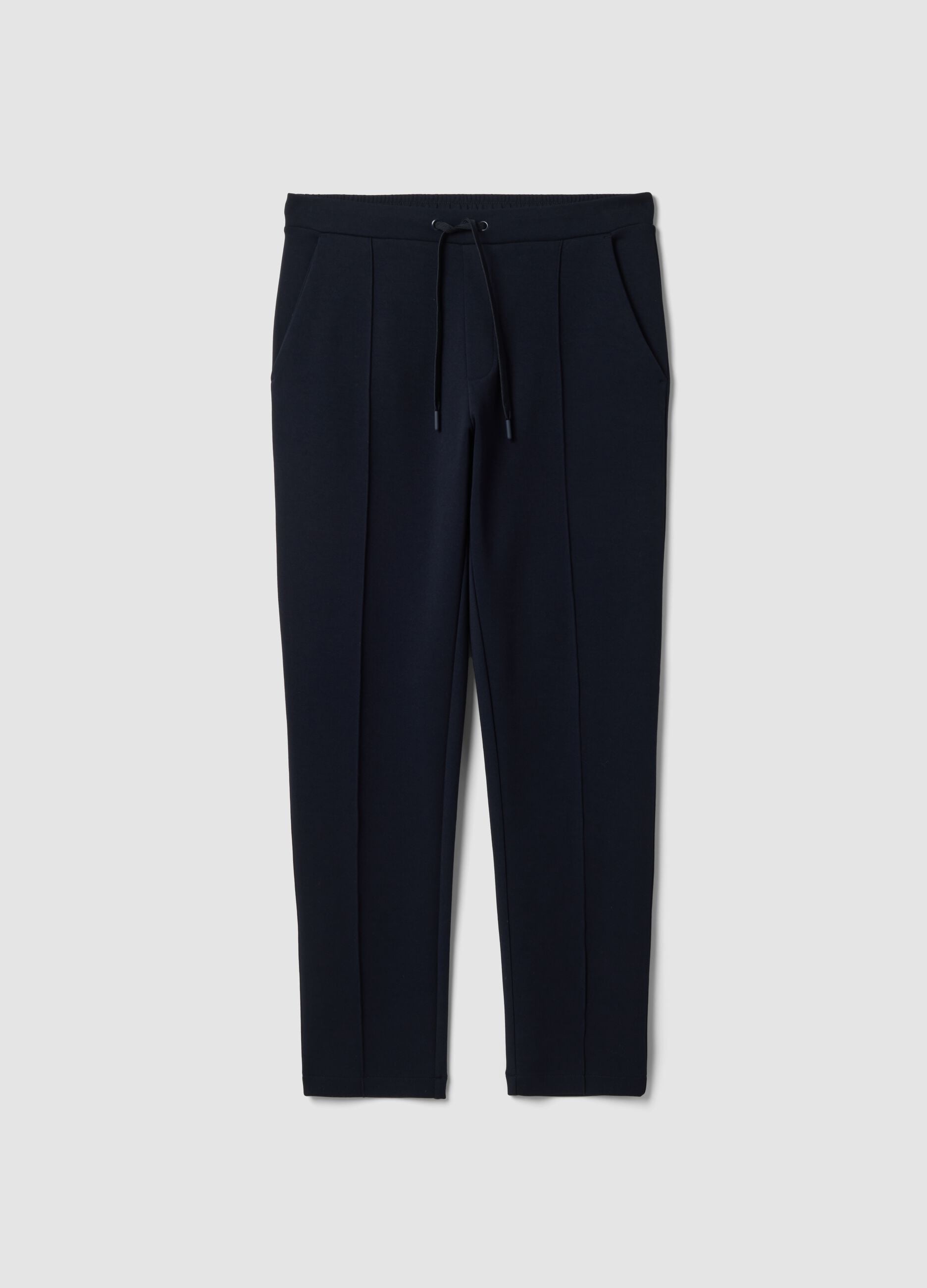 Blue regular-fit stretch cotton trousers