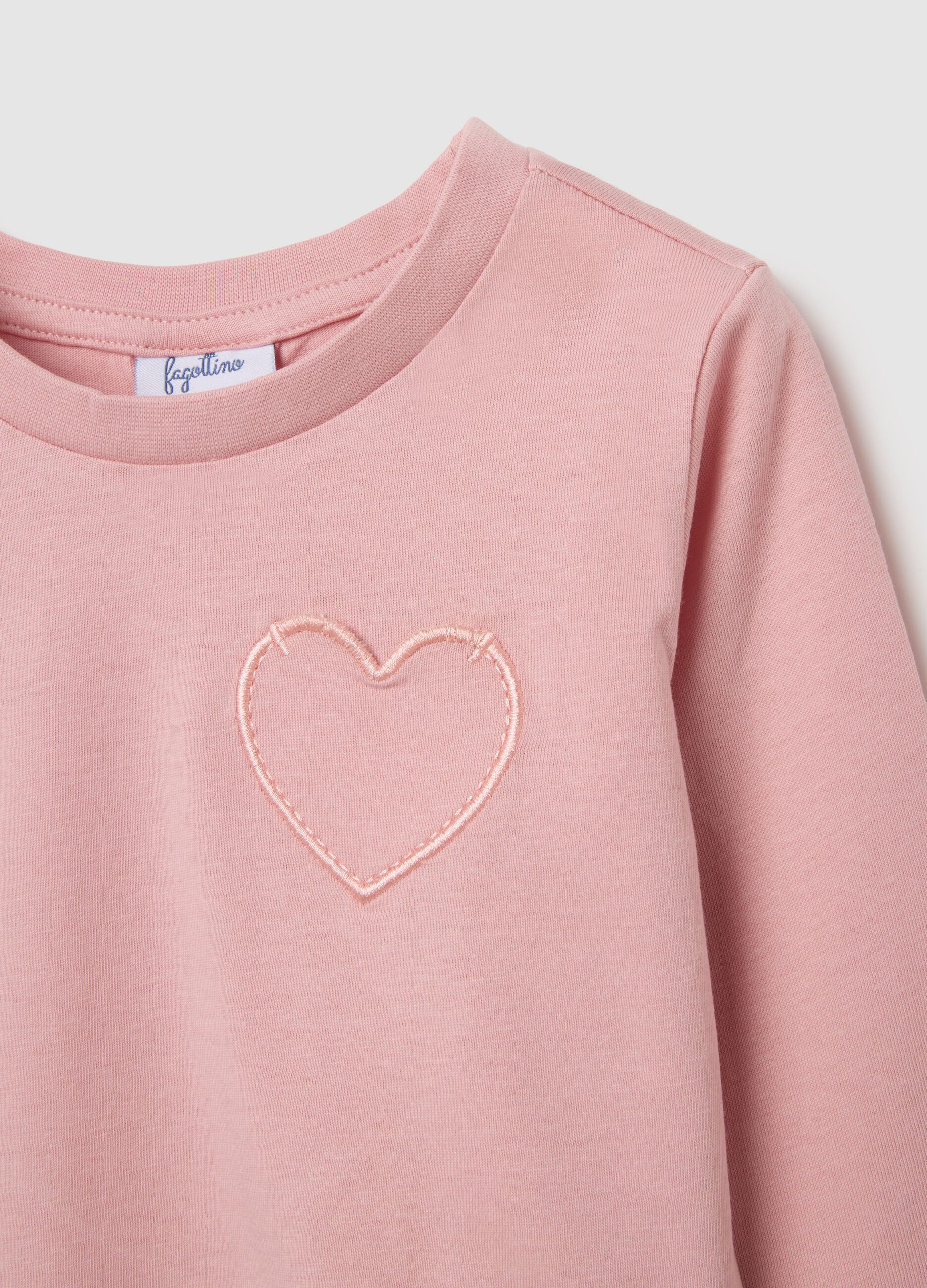 Pink Long Sleeve Cotton T-shirt