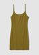 Green fitted ribbed stretch modal dress with straps_0