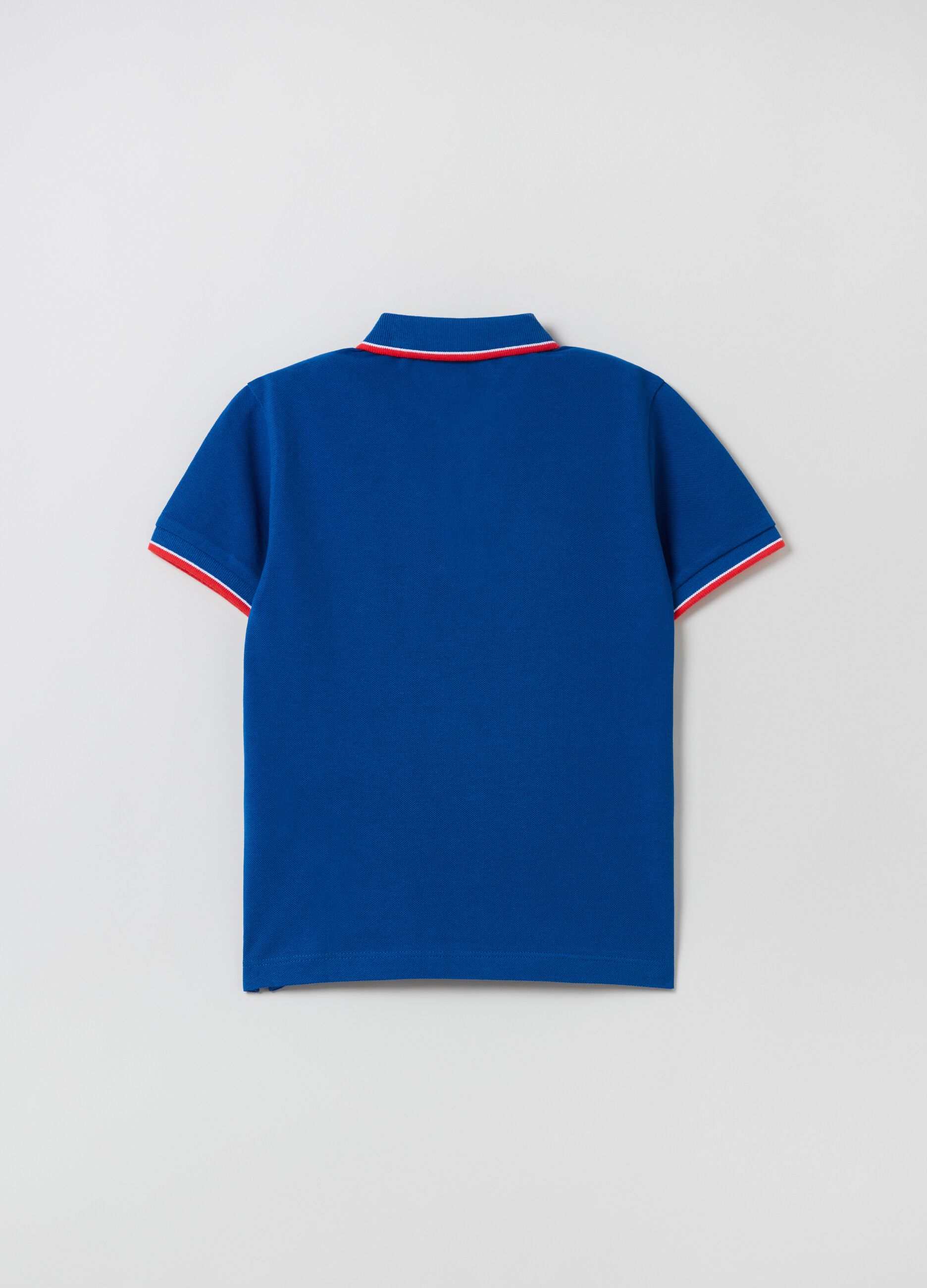 Polo shirt in piquet with striped trim