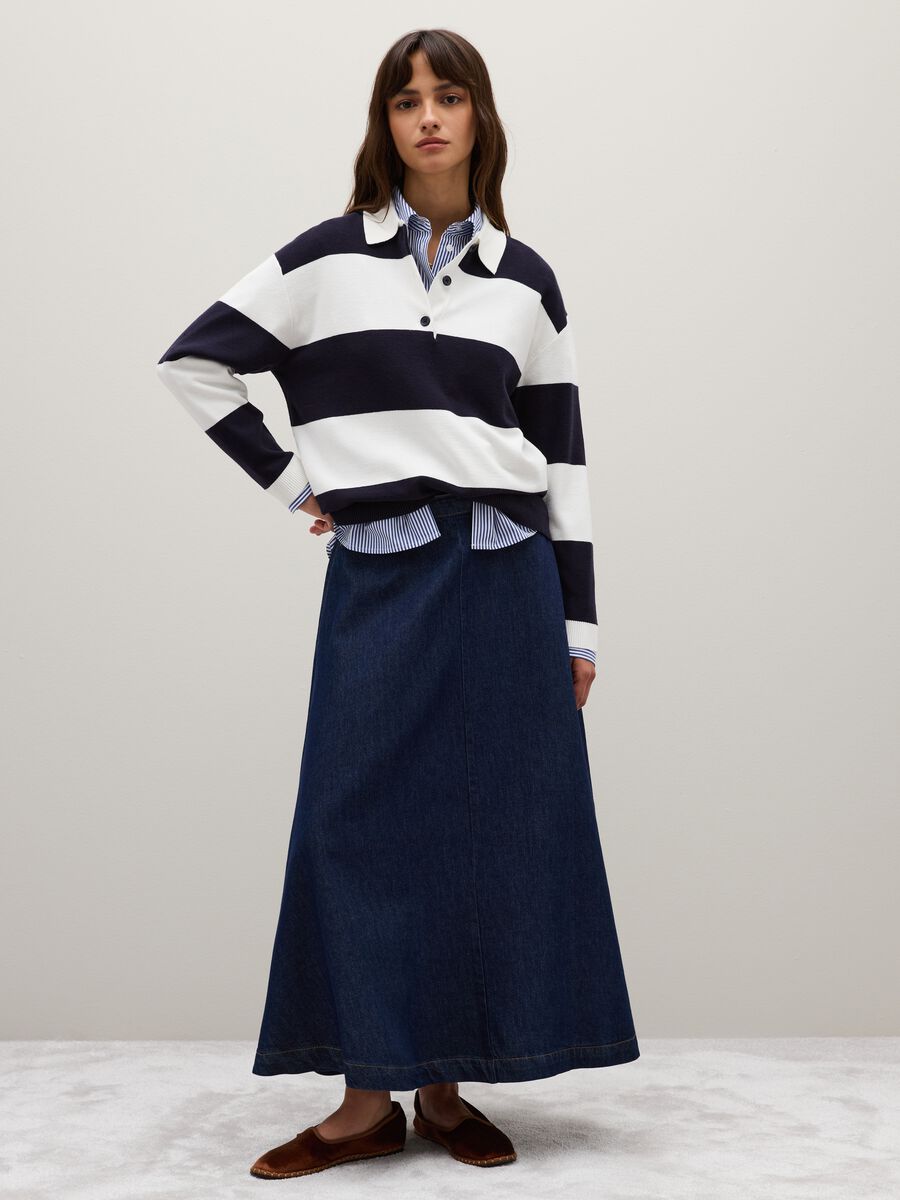 Regular fit blue and white mixed sweater_1