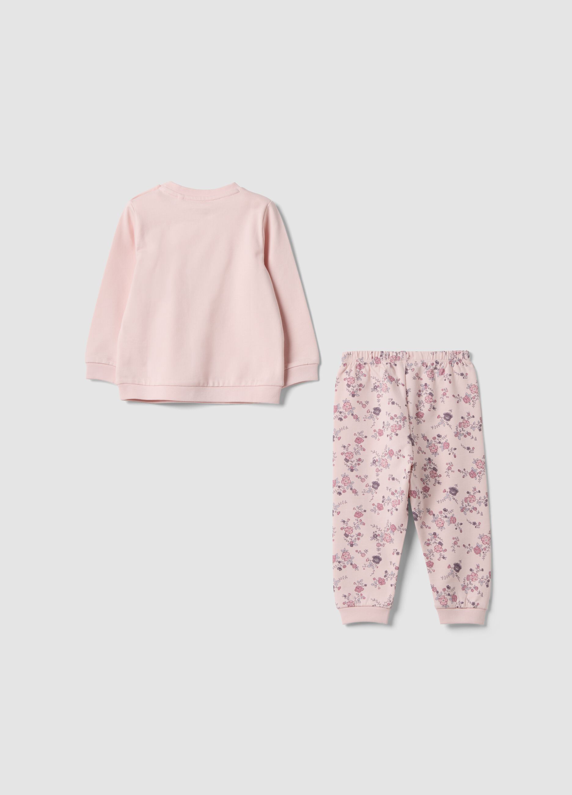 Pigiama rosa in puro cotone organico con stampa coniglietto