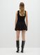 Black short sleeveless velour dress, regular fit_2