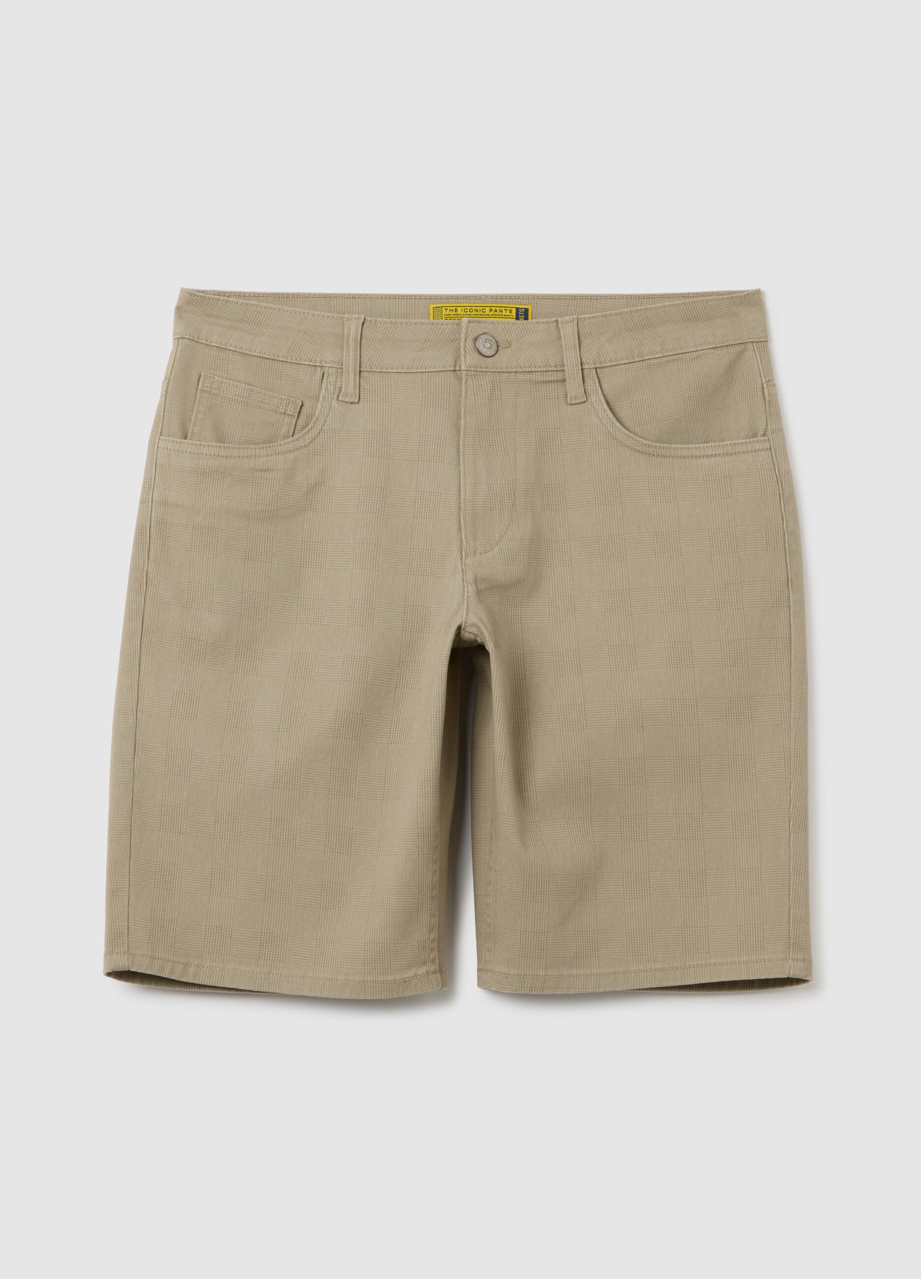 Men's Stretch Cotton Beige Shorts
