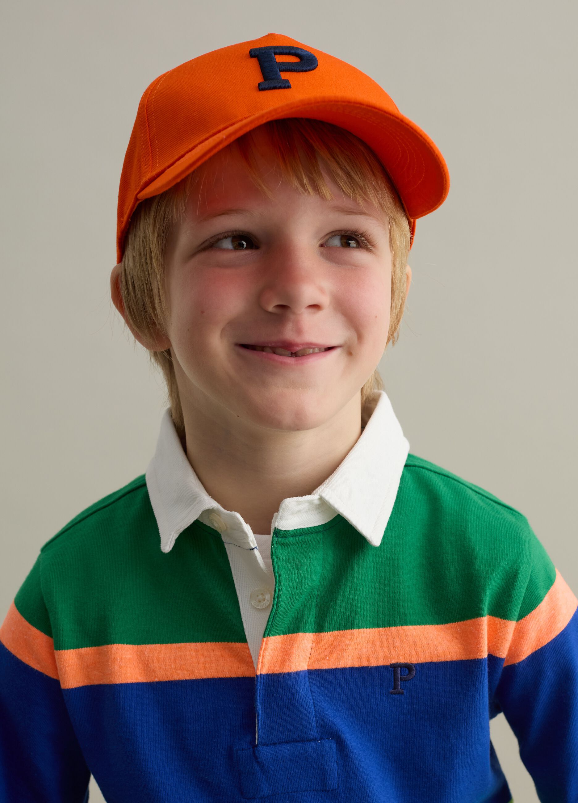 Long-sleeved polo shirt with striped pattern