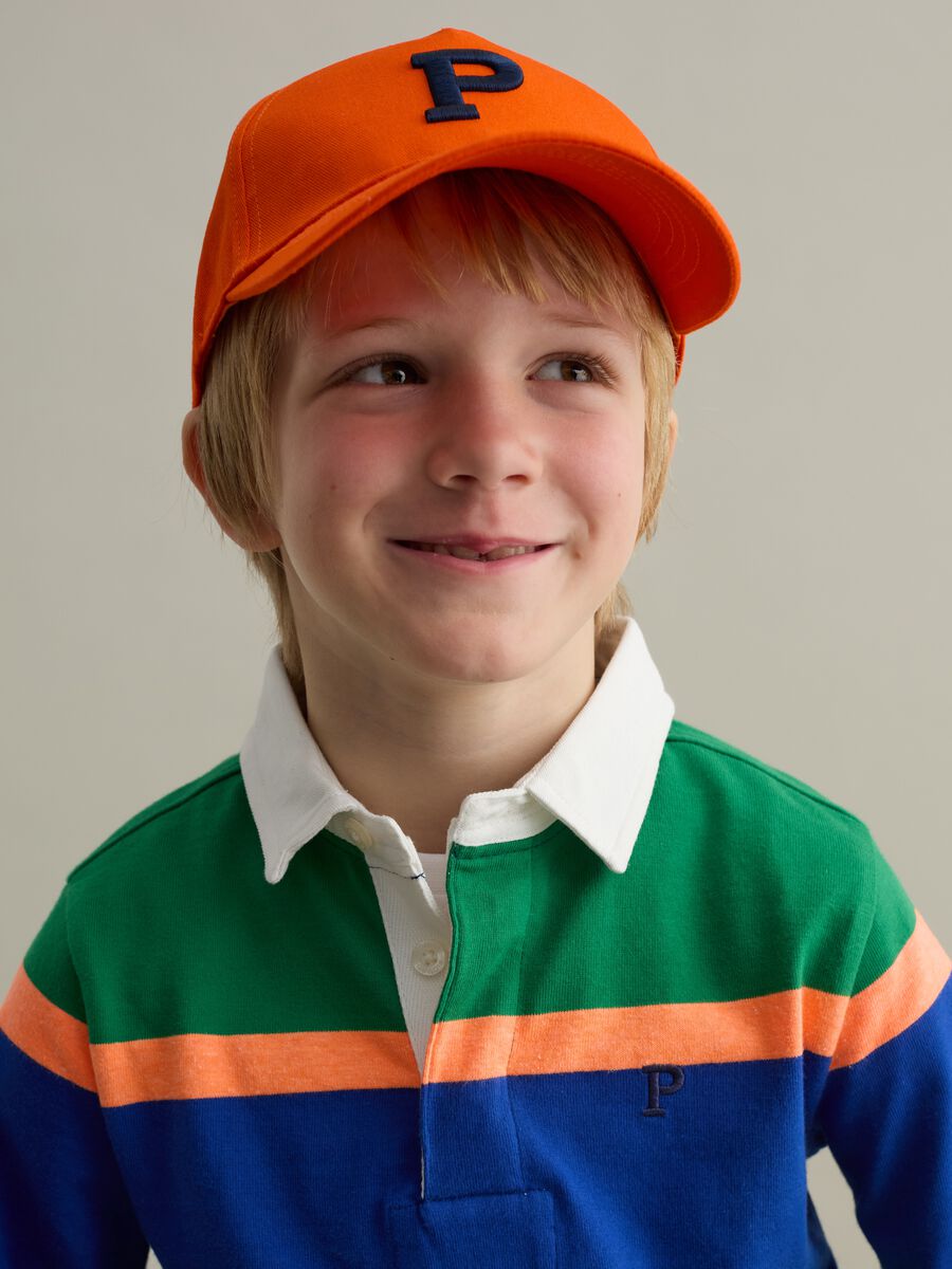 Long-sleeved polo shirt with striped pattern_1