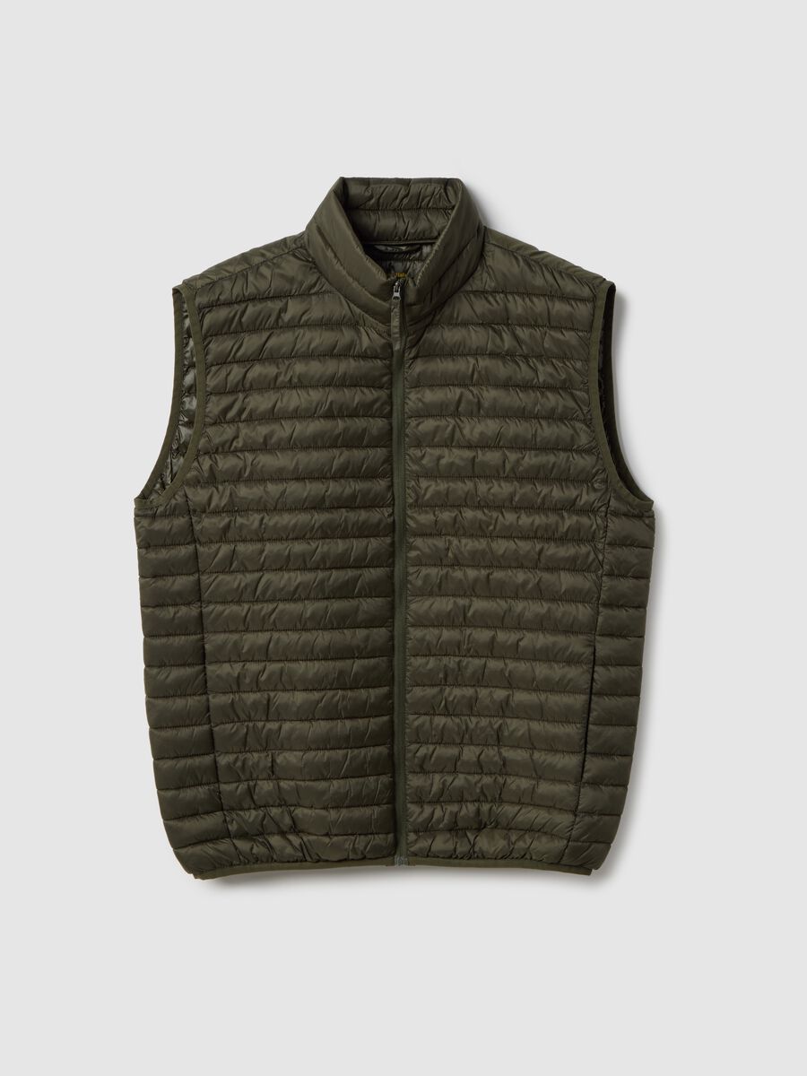 Lightweight green regular fit vest without hood_4