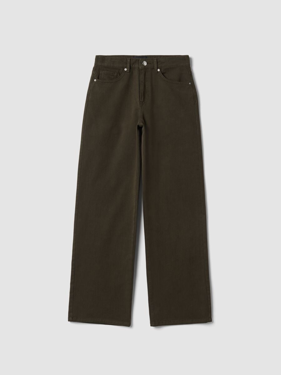 Jeans marroni wide leg in puro cotone_4