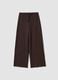 Brown stretch wide-leg trousers with crinkled texture_0