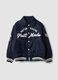 Giubbotto blu college con zip e stampa racing_0