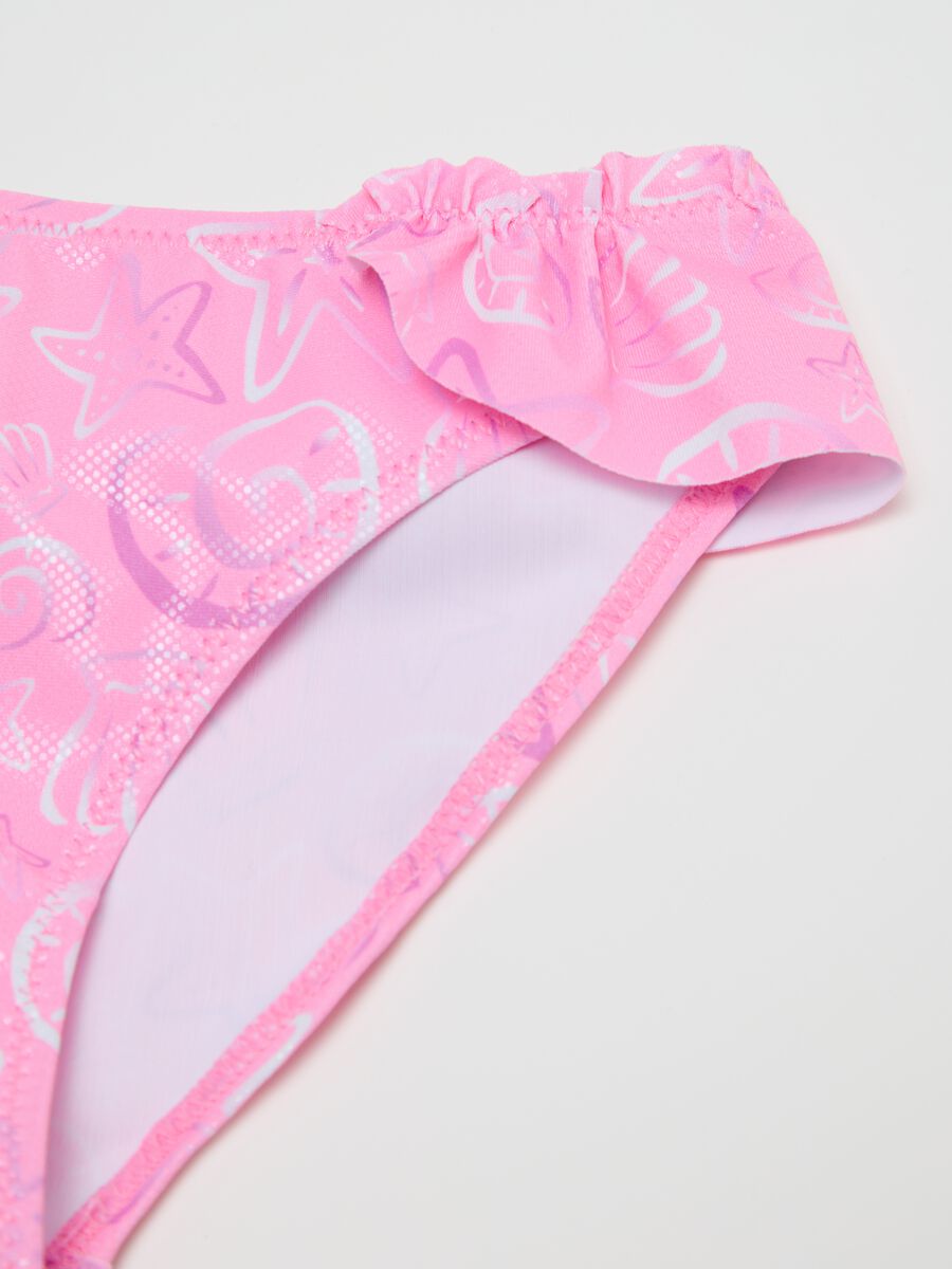 Girls’ bikini in pink stretch fabric with ruffles and Disney print_3