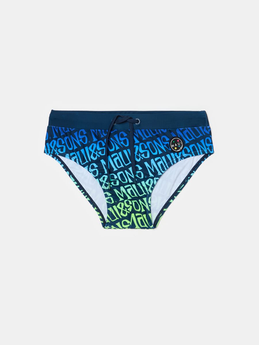 Swim briefs with degradé lettering print_0