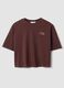 Brown pure cotton short-sleeve T-shirt_0