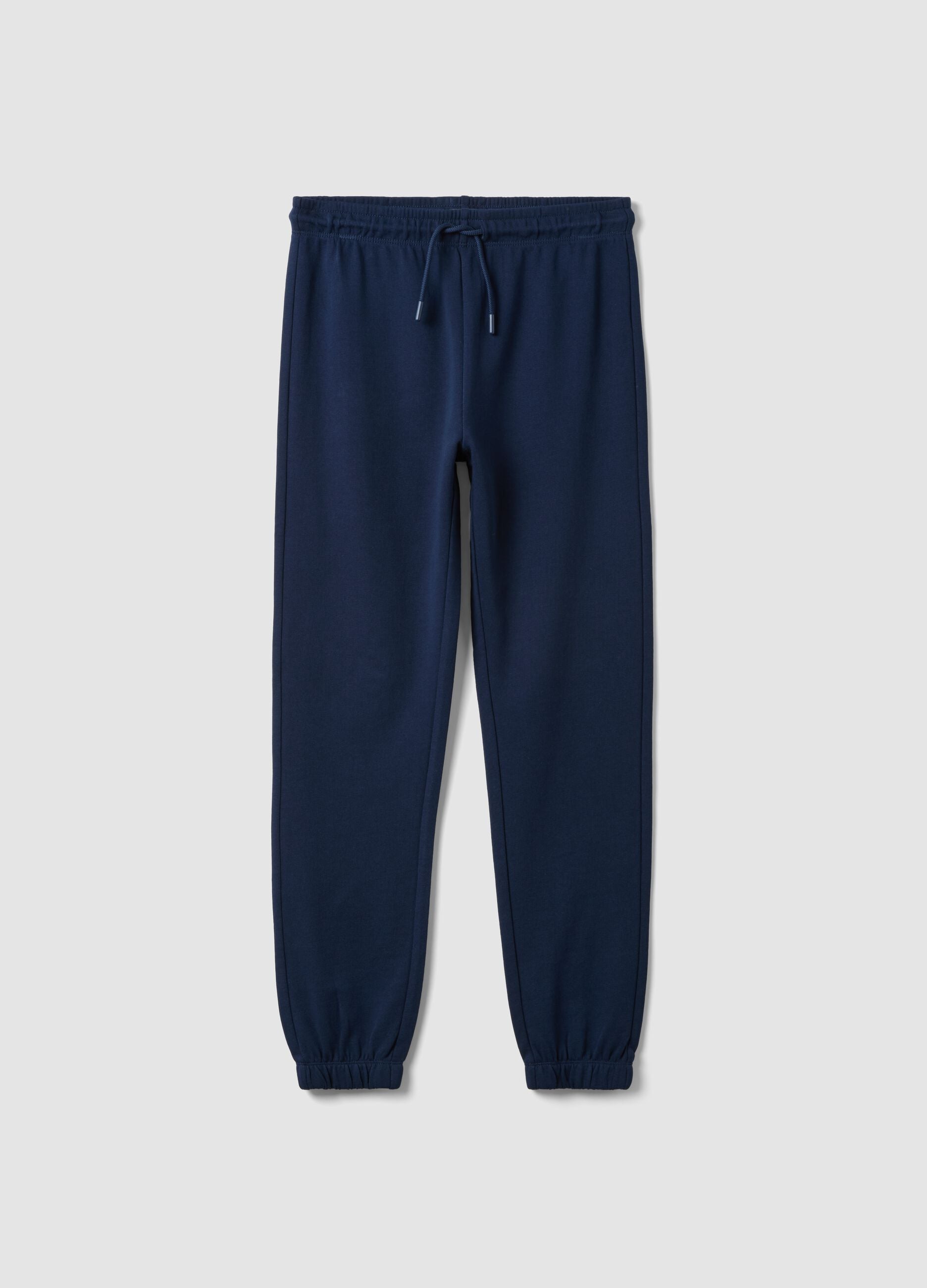 Blue regular-fit joggers in pure organic cotton for boys
