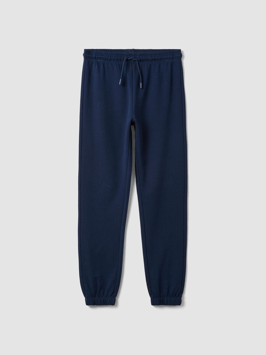 Pantaloni jogger blu in puro cotone organico regular fit per ragazzo_3