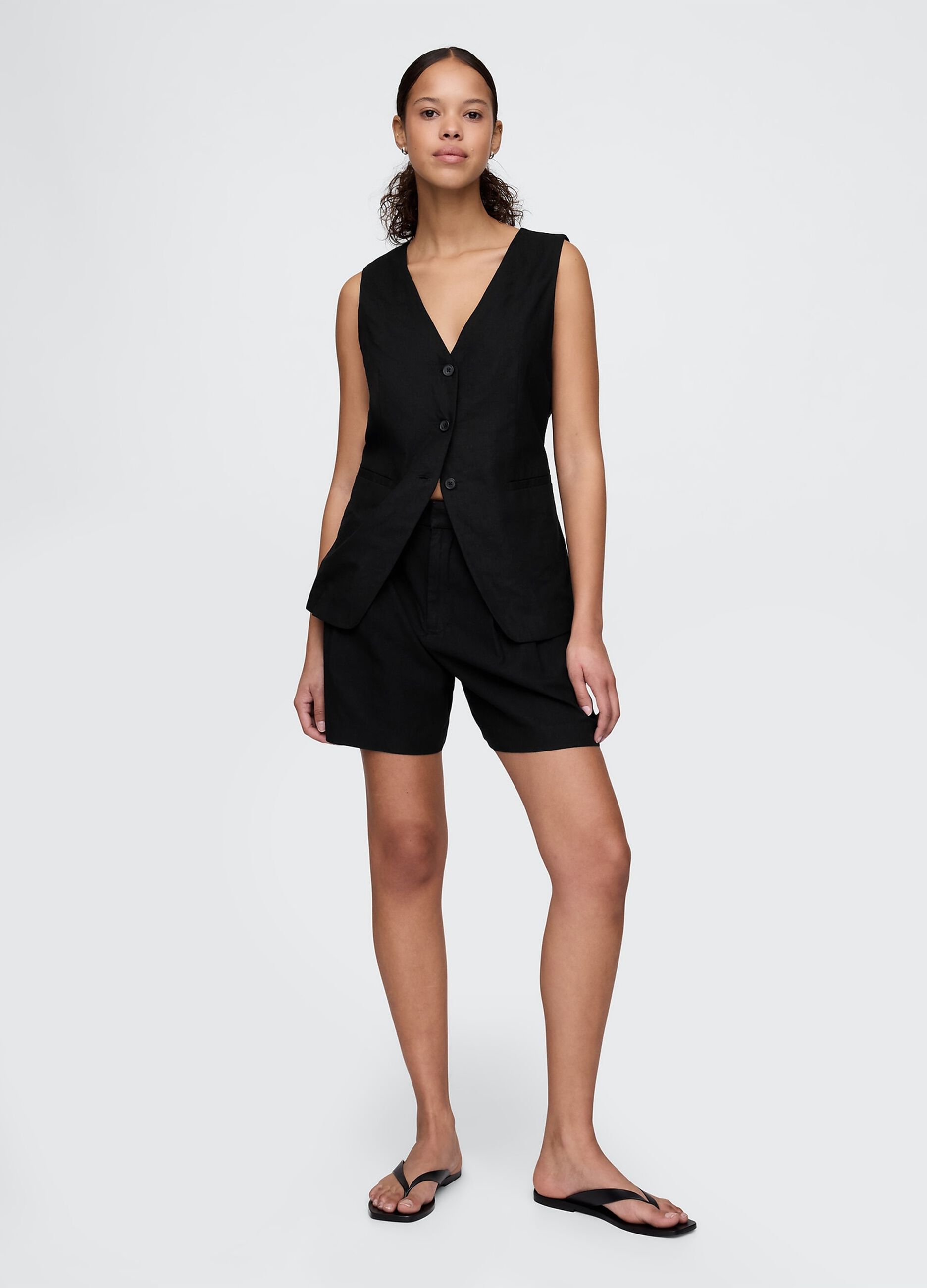 Summer Black Set with Waistcoat and Shorts