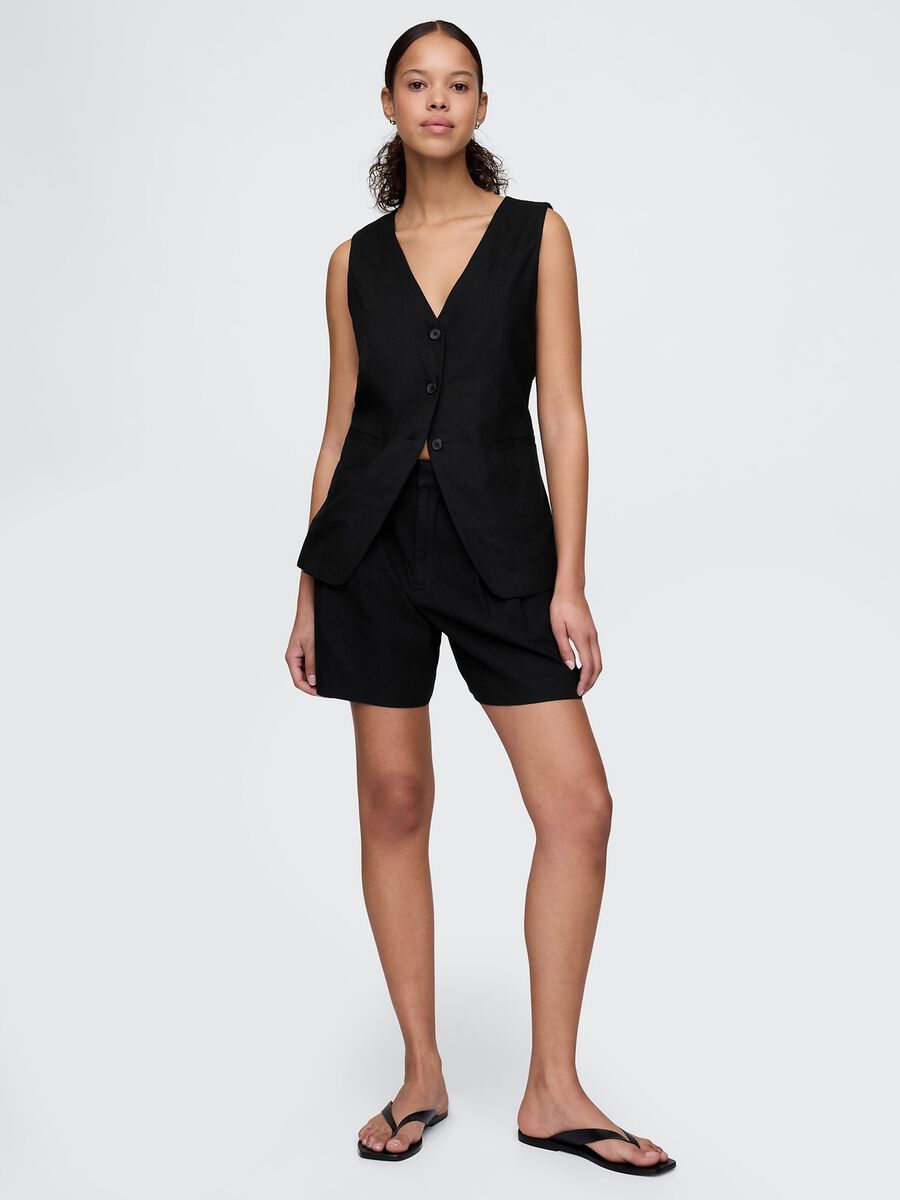 Shorts in lino e viscosa_0