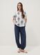 White pure viscose blouse with blue print, regular fit_1