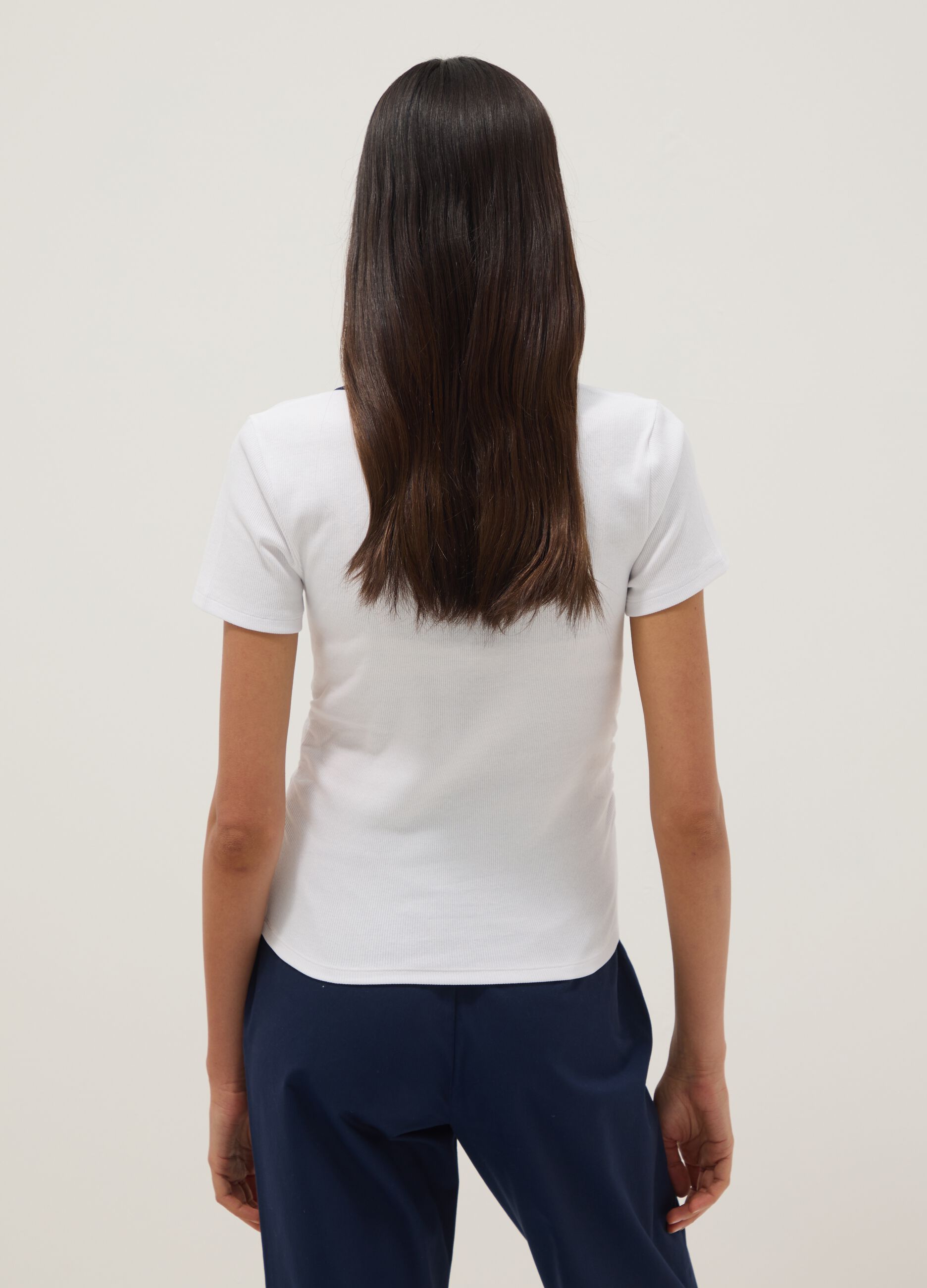 White regular-fit stretch cotton short-sleeve polo shirt