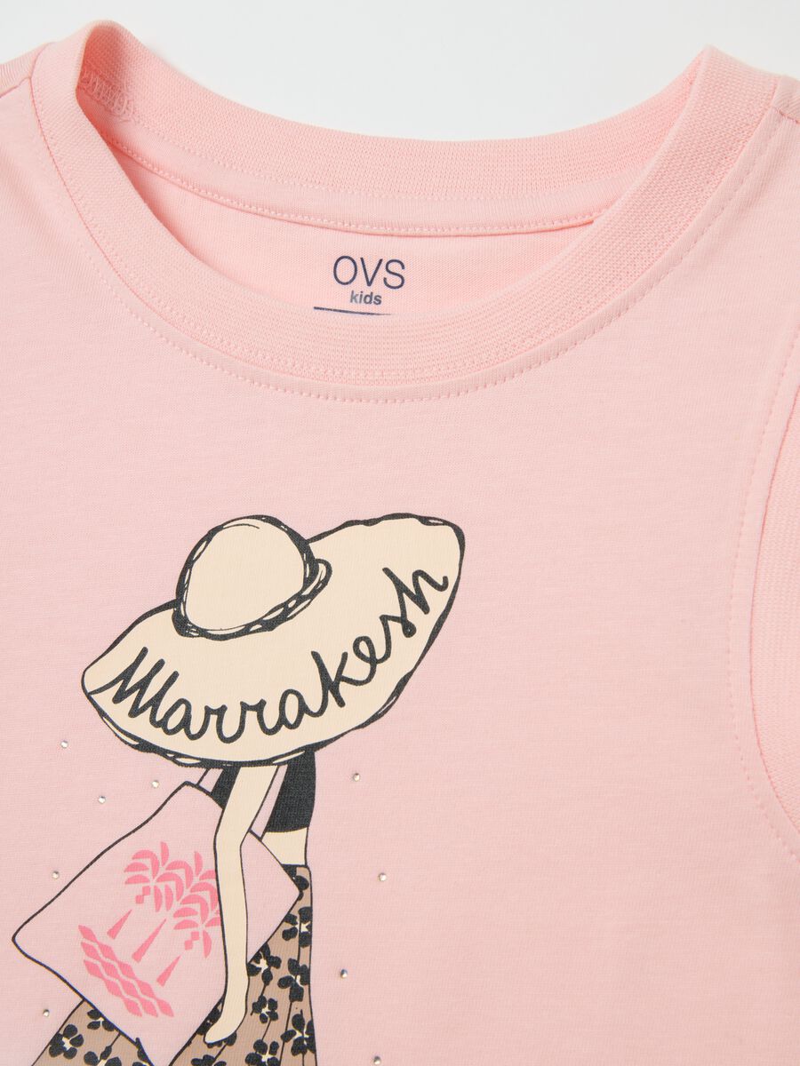 Girls' Pink Cotton T-Shirt Regular Fit_2