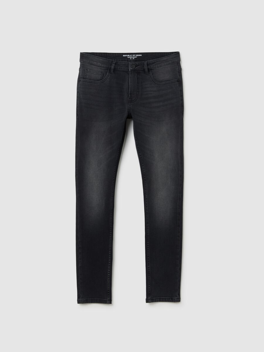 Black super skinny stretch cotton jeans_0