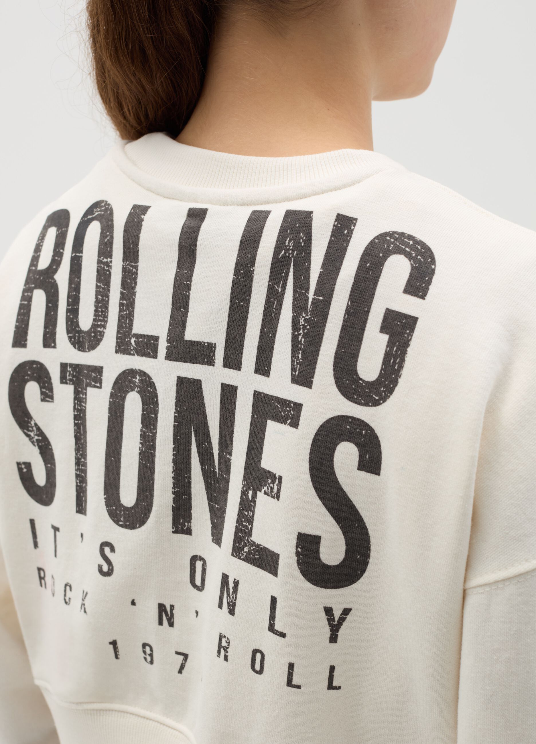 Crop sweatshirt with Rolling Stones print