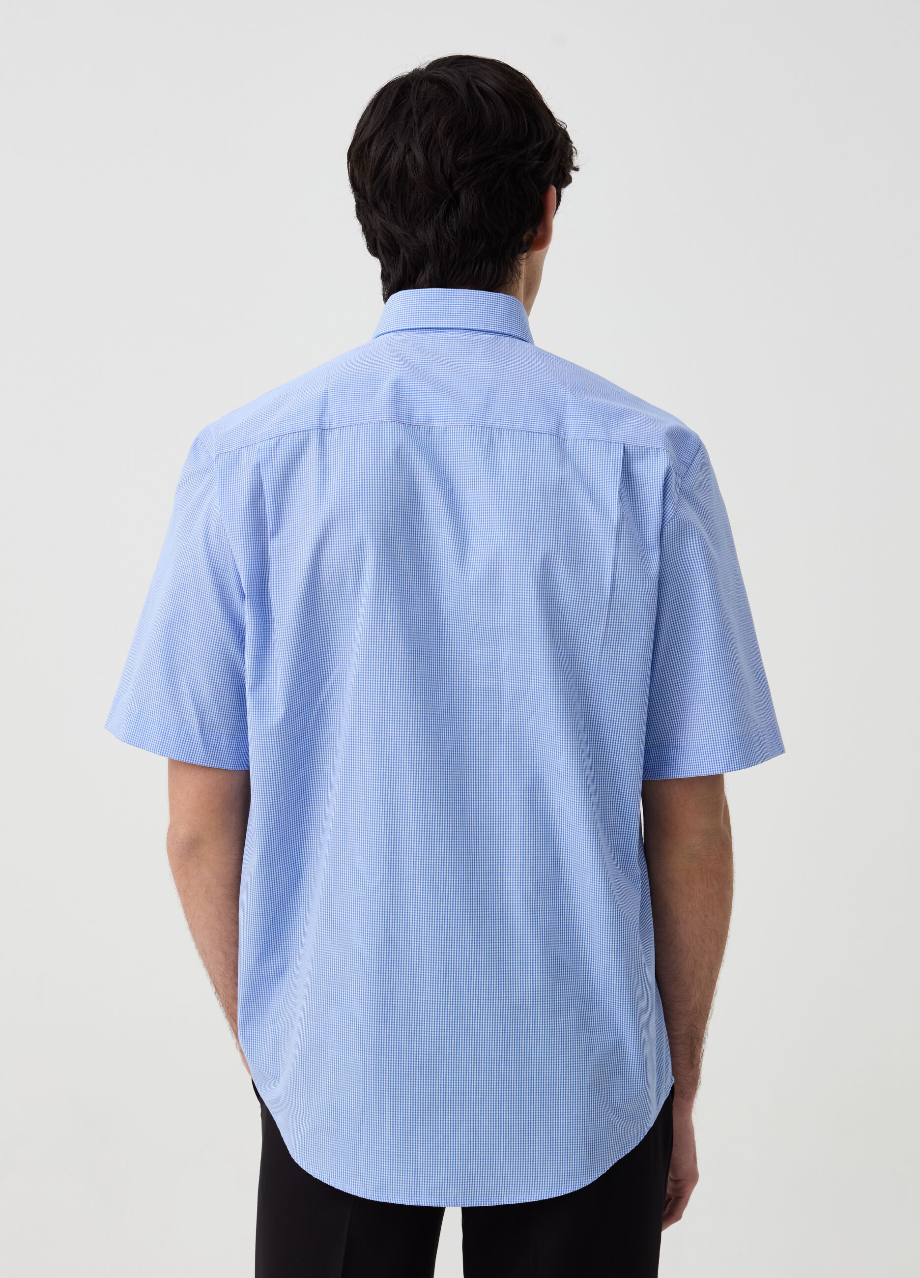 Micro check shirt in short sleeves