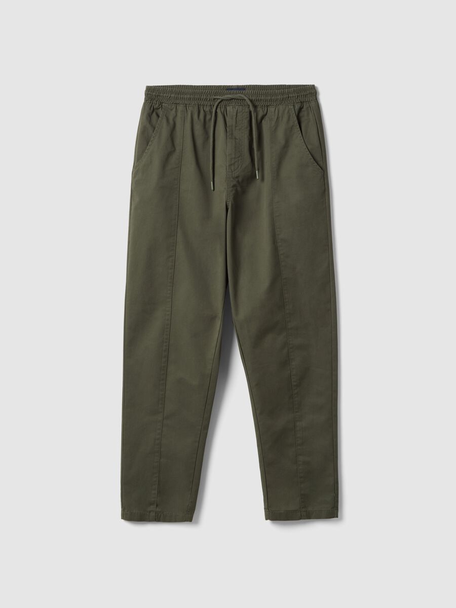 Pantaloni chino in puro cotone verde slim fit_4