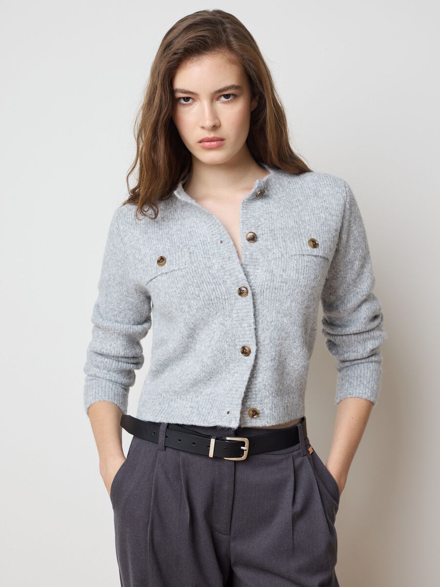 Grey wool blend cardigan_1