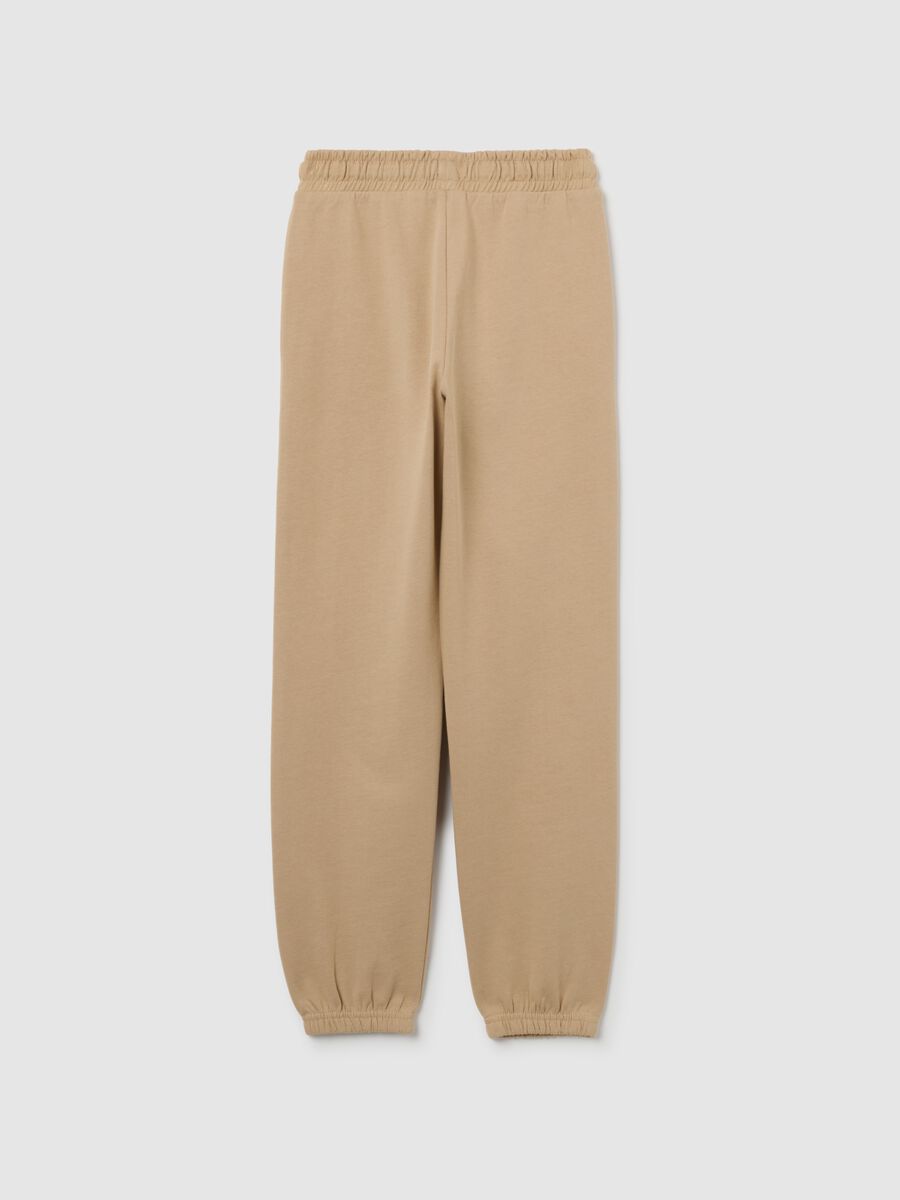 Girls' beige jogger trousers in cotton blend regular fit_1