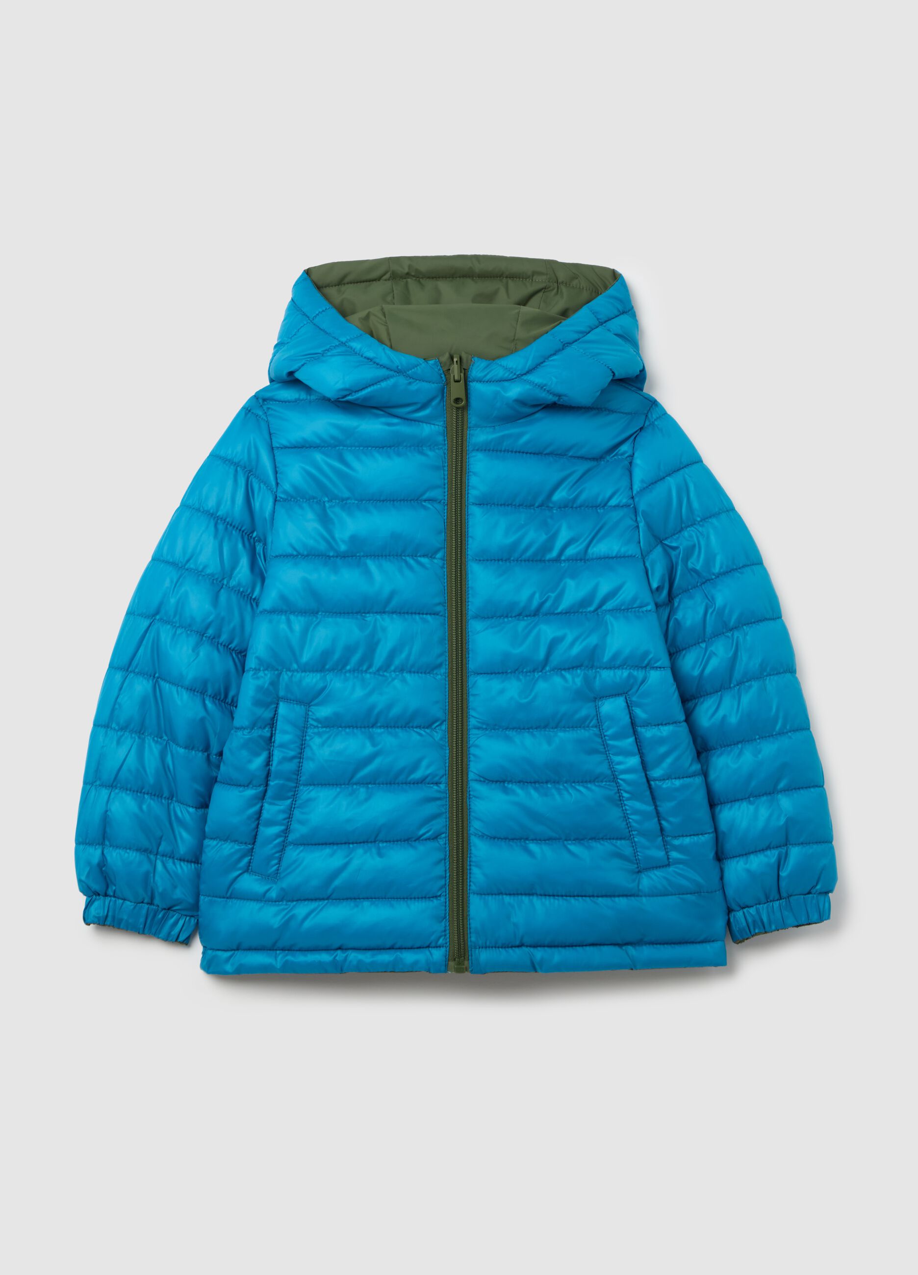 Ultralight reversible down jacket with hood