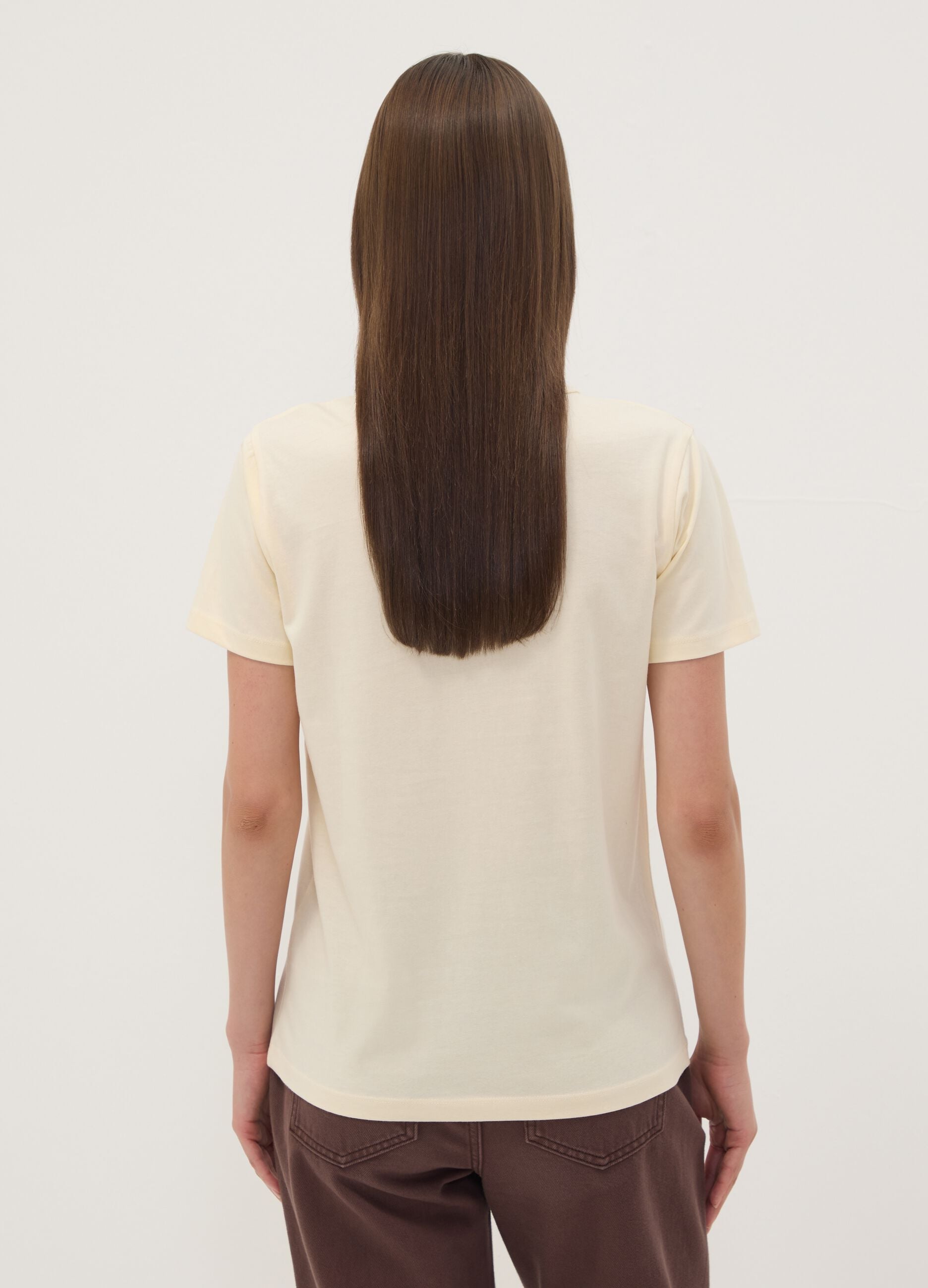 Beige pure cotton regular-fit T-shirt with cute animal print