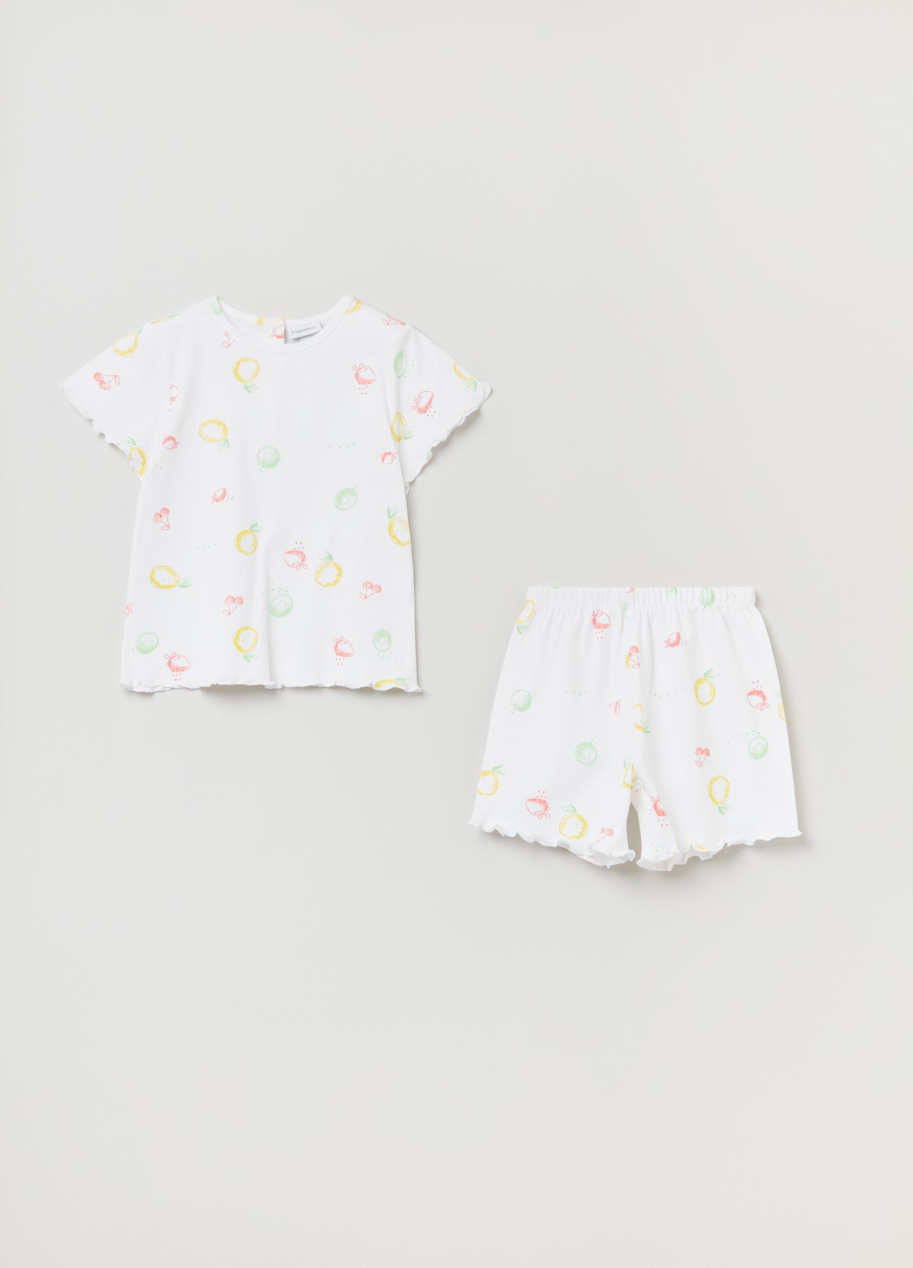 Short cotton pyjamas with fruit print