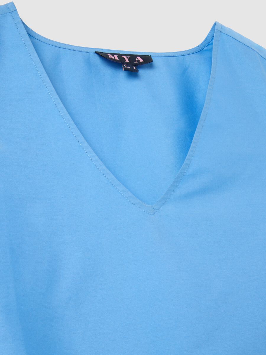 Women's sleeveless dress in pure blue cotton regular fit_1