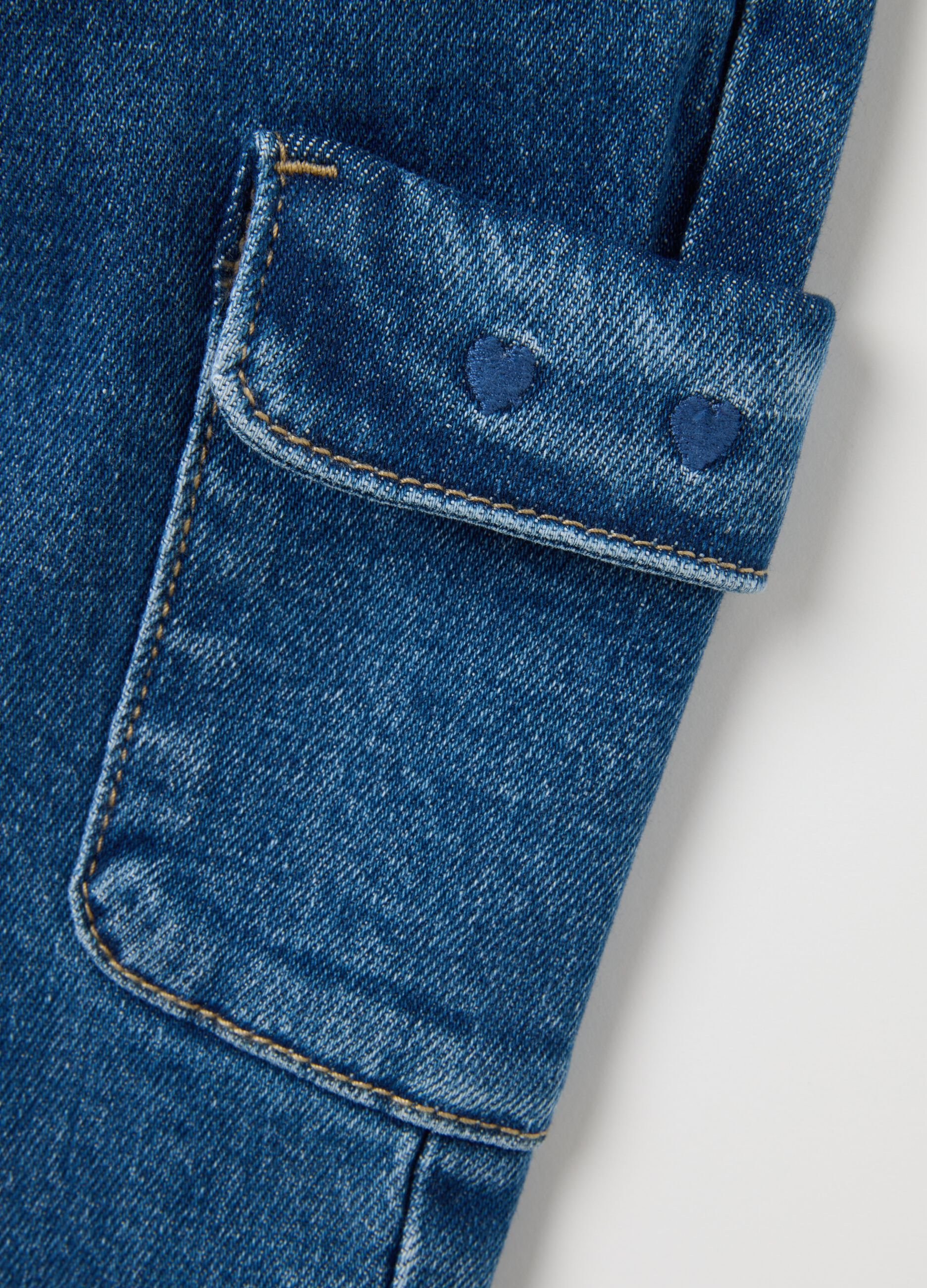 Girls' Cargo Denim Trousers - Regular Fit