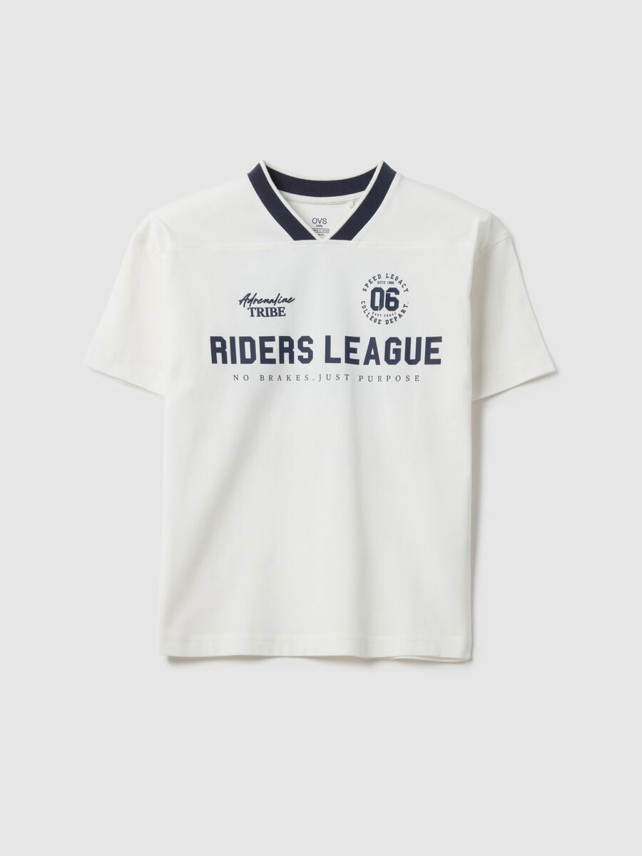 Boys' Oversize Fit Pure Cotton White Sports T-Shirt_3