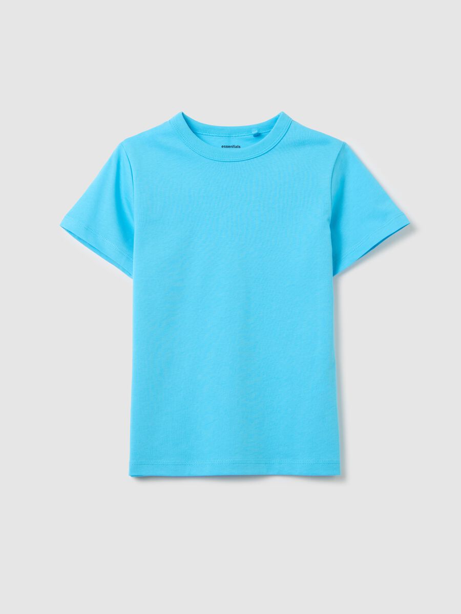 Light blue T-shirt in organic cotton with round neck_0