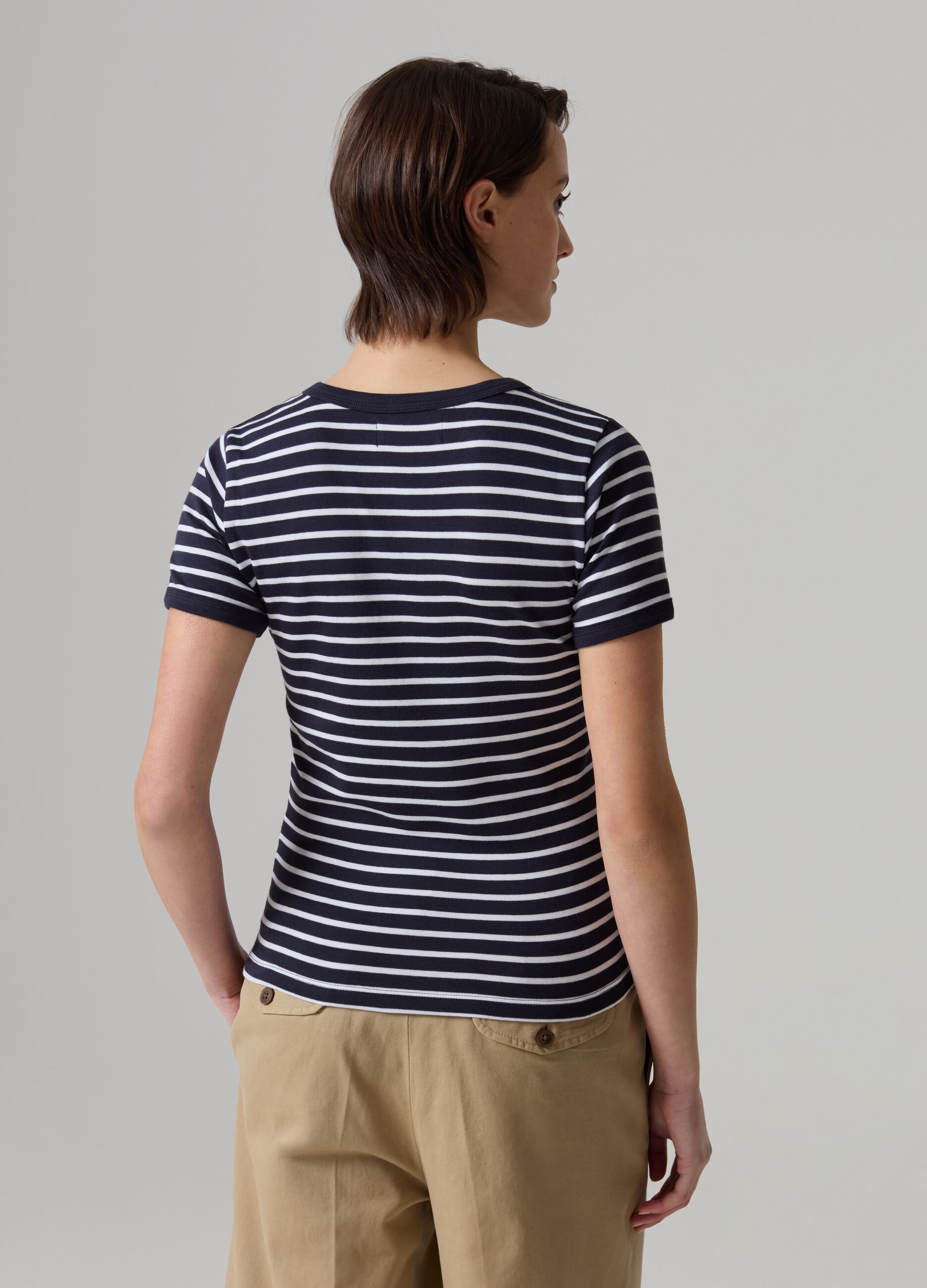 T-shirt a righe in cotone stretch