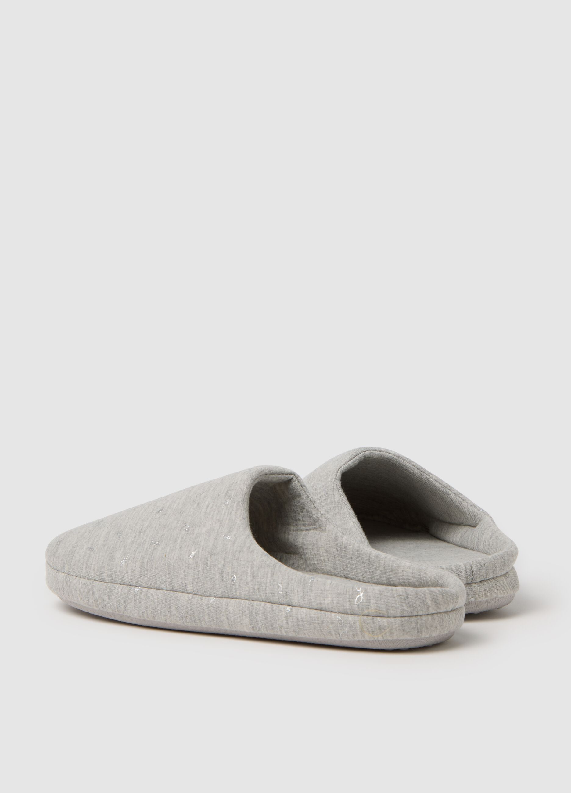 Women's slippers in grey mixed fabric