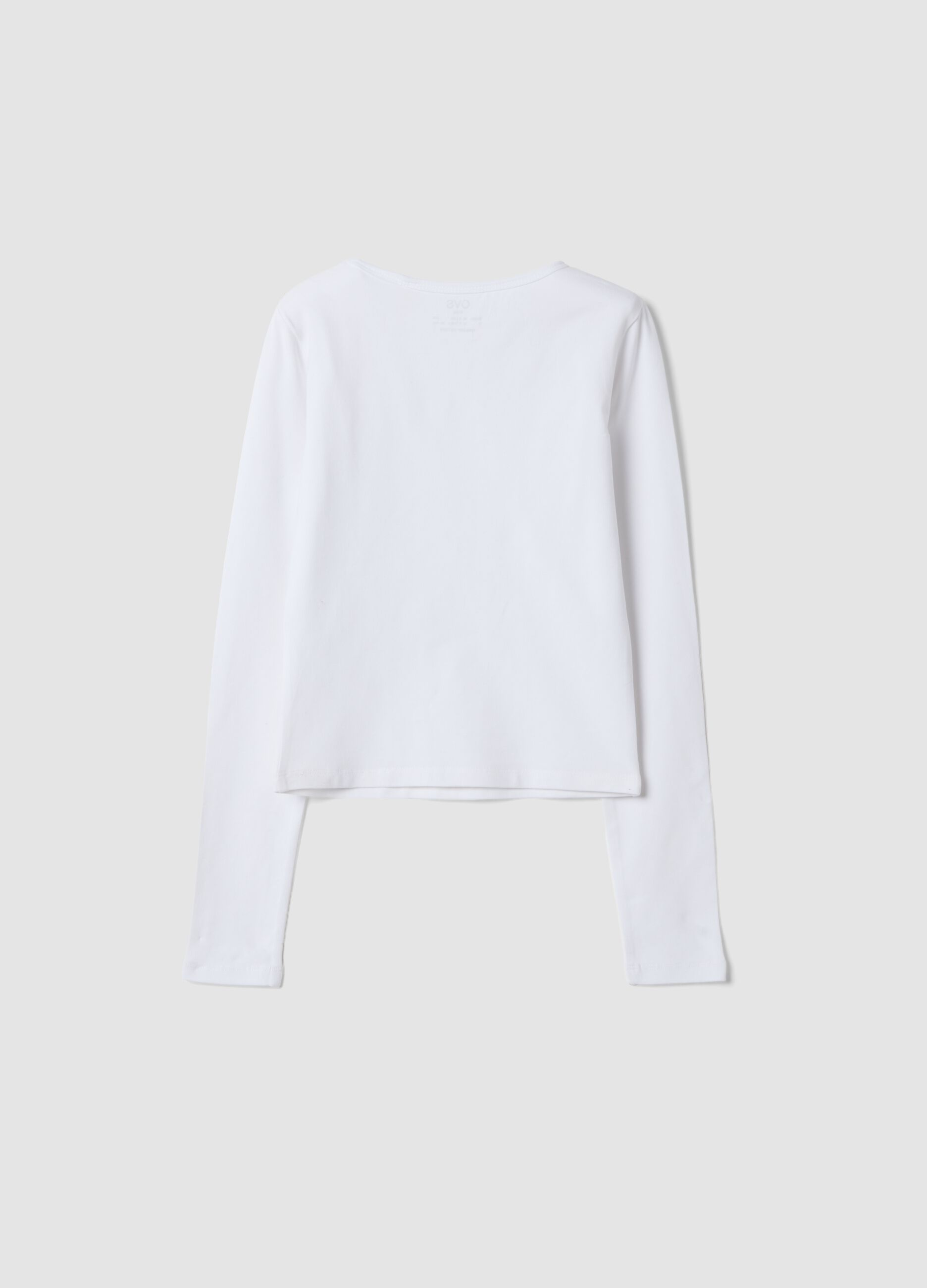 White slim-fit long-sleeve T-shirt in stretch organic cotton jersey