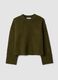 Green stretch wool crew-neck jumper with oversized fit_0