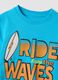 Blue pure cotton kids&rsquo; T-shirt with surf print, regular fit_2