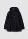 Black hooded parka in stretch fabric, regular fit_0