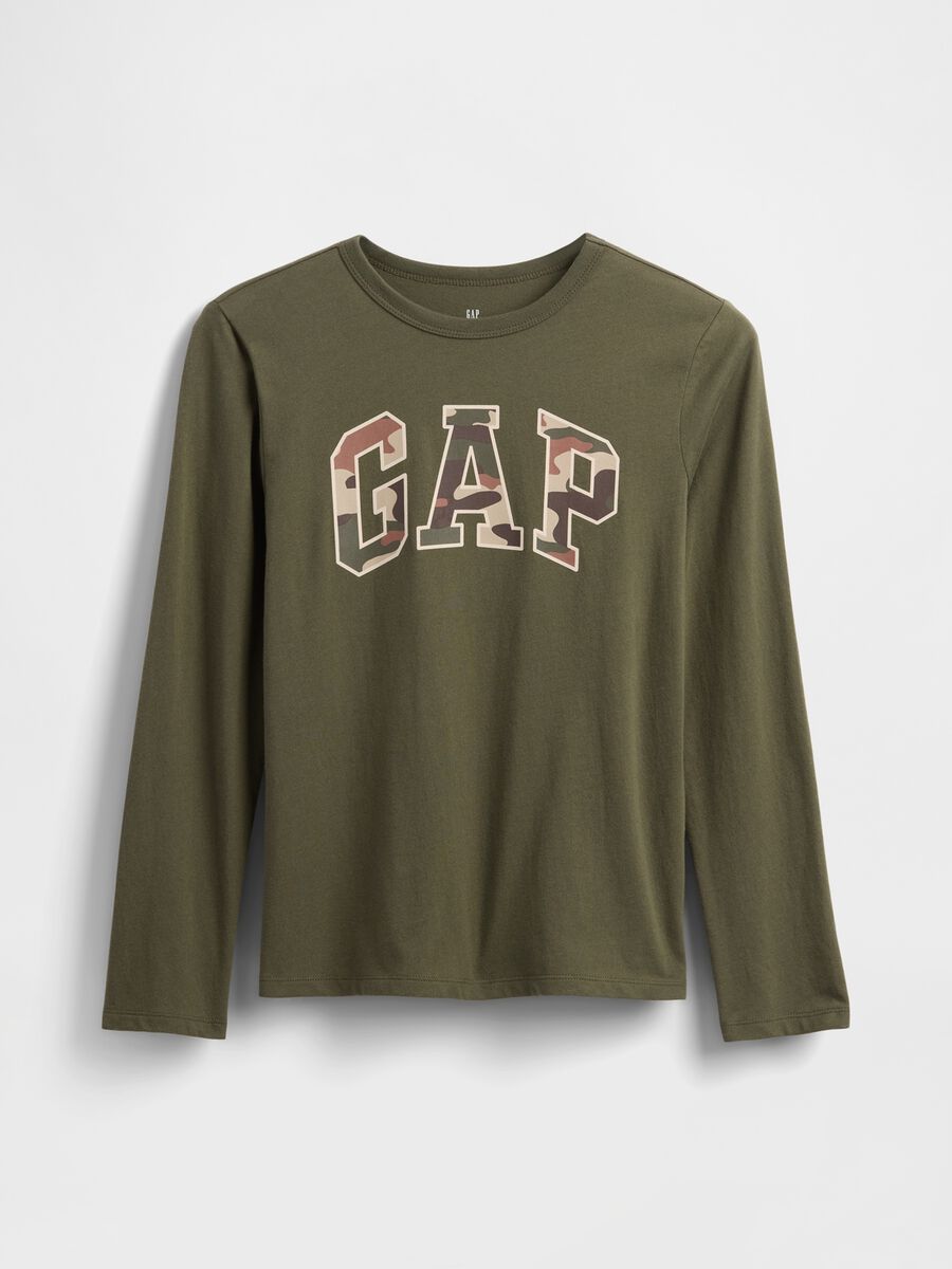 T-shirt verde a maniche lunghe in cotone_0